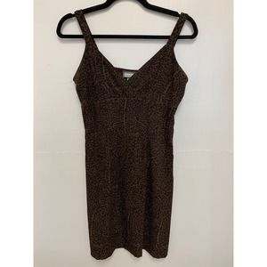 Vintage 90s Aqua Blues Womens Size 7 Leopard Animal Print Dress